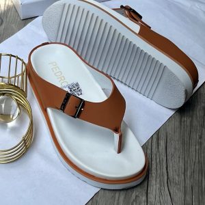 Men’s Tan Buckle Thong Sandals