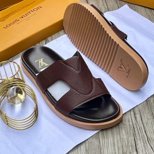 Men’s Brown Leather Slides