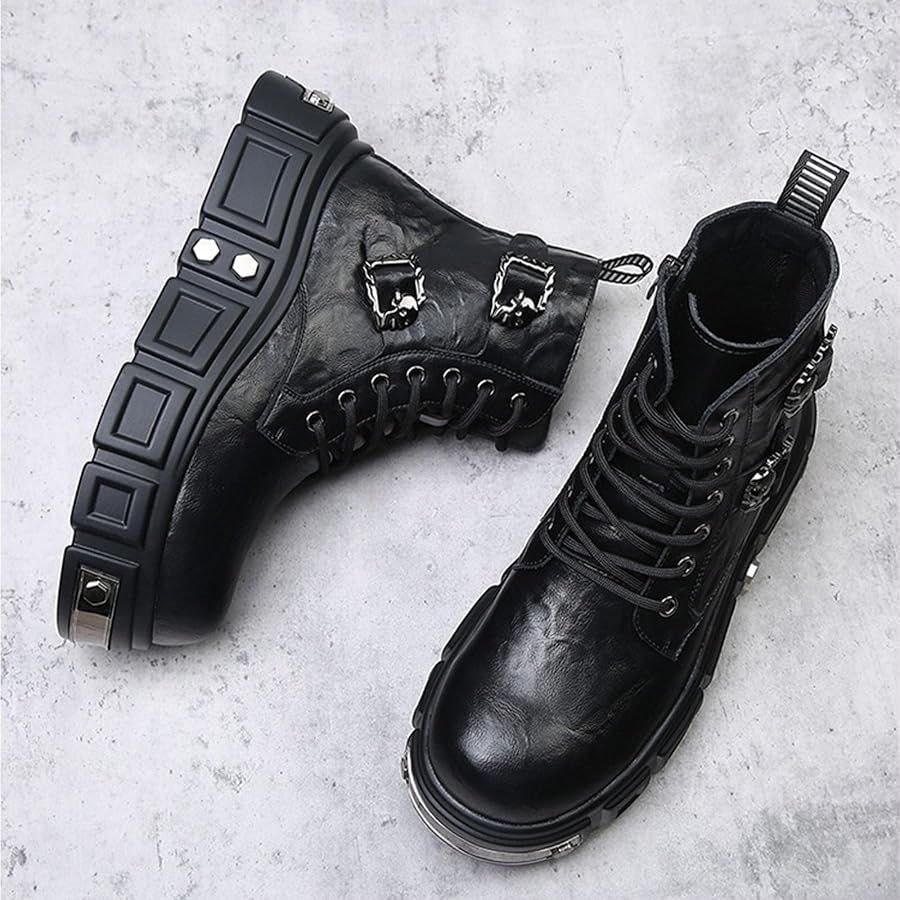 Men’s Black Lace-Up Platform Boots - Image 2
