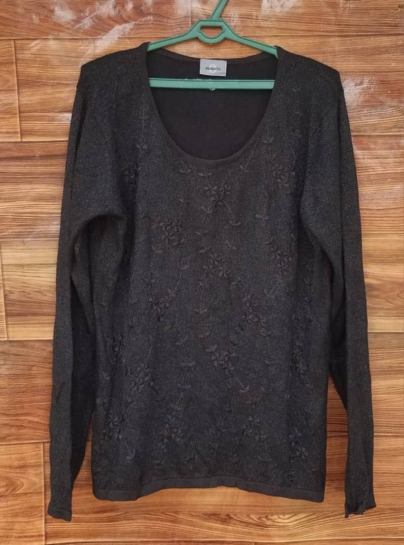 Black Shimmer Embroidered Top