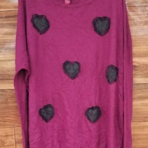 Magenta Heart Applique Top
