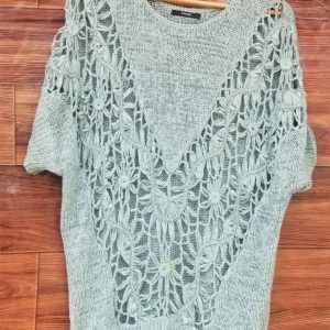 Sage Green Crochet Knit Top