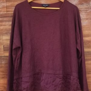 Wine Oversized Top with Satin Hem