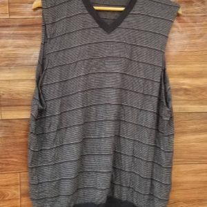 Grey Striped Sleeveless Sweater Vest