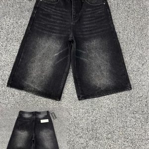 Black Faded Baggy Denim Jorts