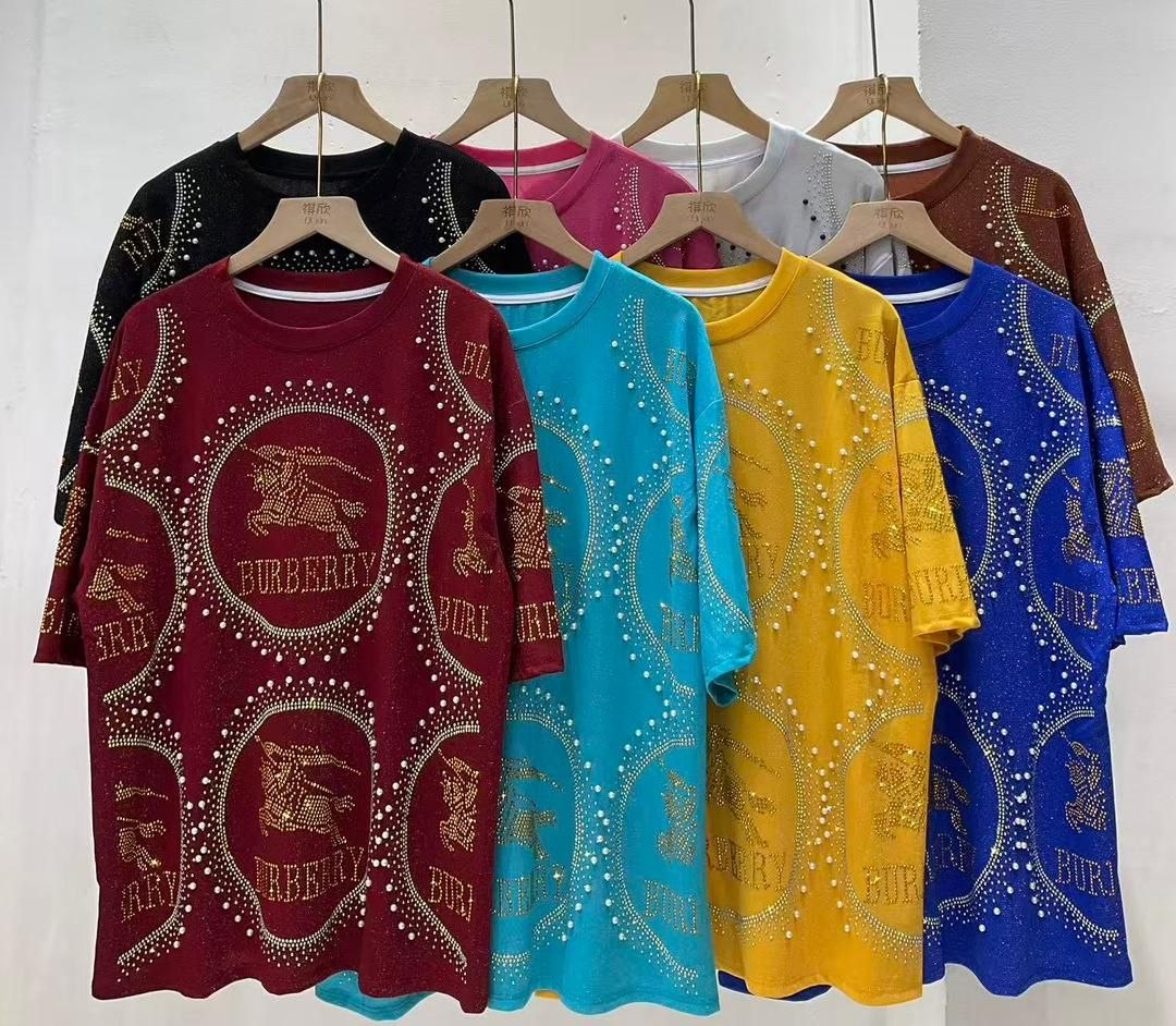 Studded Pearl and Rhinestone Oversized T-Shirt for Women