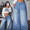 Baggy Light Wash Wide Leg Jeans for Women