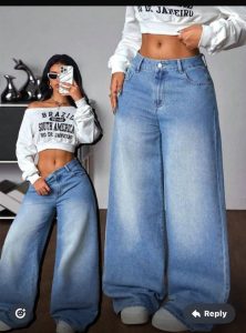 Baggy Light Wash Wide Leg Jeans for Women