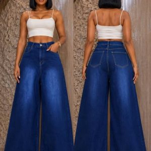 Extra Wide Leg Dark Blue Jeans for Women