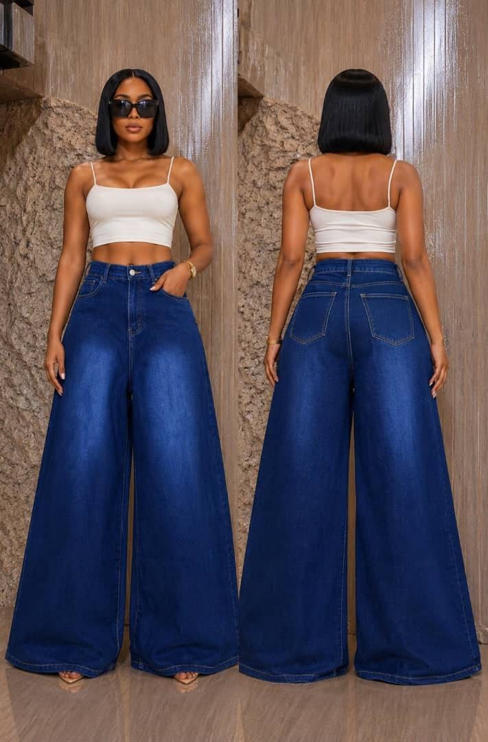 Extra Wide Leg Dark Blue Jeans for Women