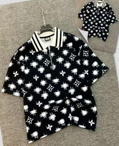 Men’s Monogram Zip-Collar Polo
