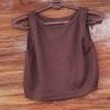 Brown Ribbed Sleeveless Crop Top