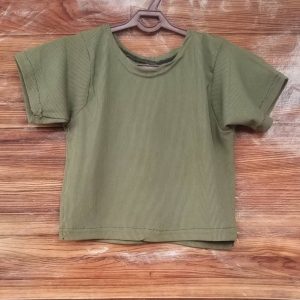 Olive Green Ribbed Crop Tee