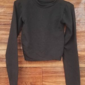 Black Long-Sleeve V-Neck Fitted Top