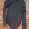 Black Long-Sleeve Mock-Neck Bodysuit