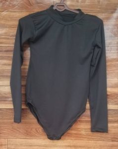 Black Long-Sleeve Mock-Neck Bodysuit