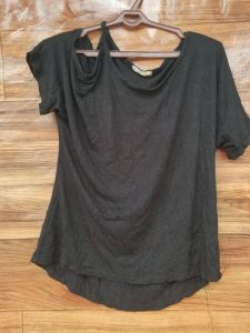 Black Cut-Out Neckline High-Low Top