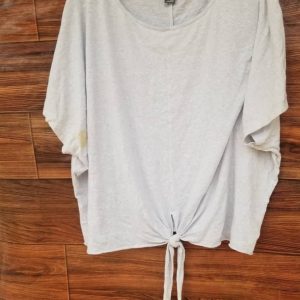 Pale Grey Oversized Tie-Front Top