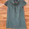Teal & Grey Diamond-Pattern Cowl-Neck Knit Top