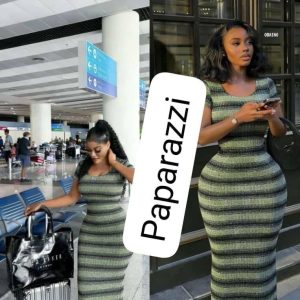 Green Striped Ribbed Midi Bodycon Dress