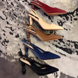 Twisted Heel Slingback Pumps