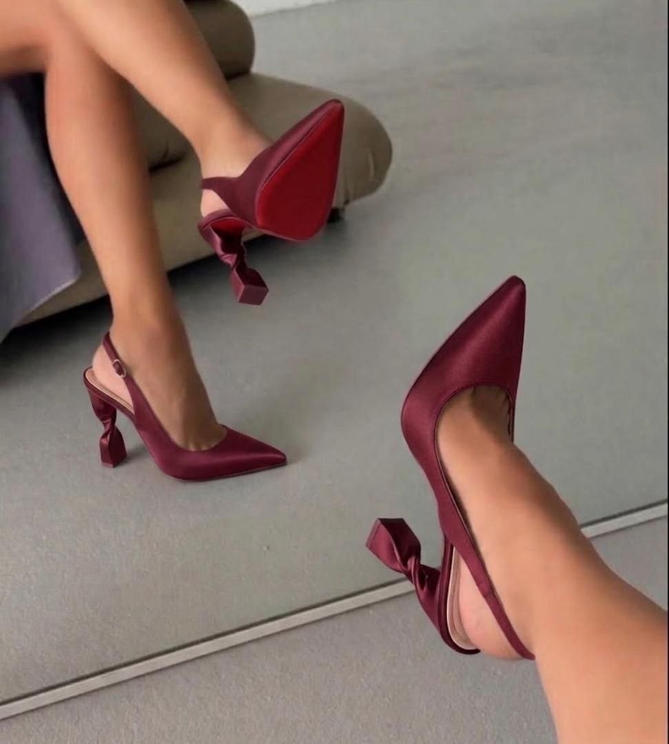Twisted Heel Slingback Pumps - Image 4