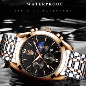 Poedagar Men’s Leather Chronograph Watch